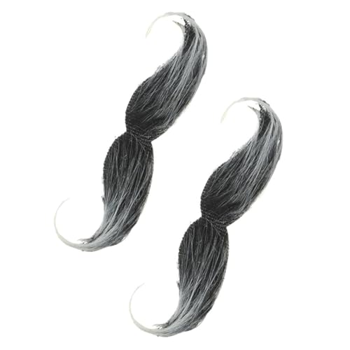 SHERCHPRY 2Stücke Gefälschter Realistischer Schnurrbart Für Cosplay Halloween Schwarzer Gebogener Fake Für Männer Selbstklebend Einfach Anzubringen Accessoire von SHERCHPRY