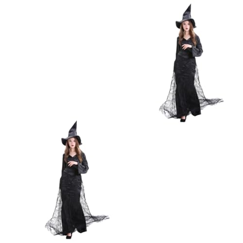 SHERCHPRY 2st Halloween Vestidos De Gala Hexenkostümkleid Zombie-brautkostüm Kostüme Für Erwachsene Geisterkostüm Für Damen Schwarzes Kleid Schwarzes Ballkleid Kleidung Abschlussball Bilden von SHERCHPRY