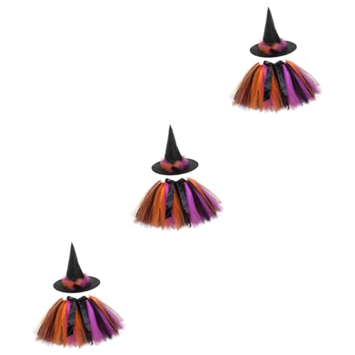 SHERCHPRY 3 Sätze Halloween-Hexen-Tutu-Rock-Anzug Mädchen-Tutu Hexenkostüm für Mädchen Hüte formelle Kleidung Halloween-Mädchenkleid Partykostüm Abschlussball Hut die Hexe einstellen Damen von SHERCHPRY
