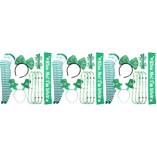 SHERCHPRY 3 Sätze Klee-halskette St. Patricks Day Gastgeschenke Patrick Kostümzubehör St. Patricks Tagesbrille St. Patricks Day Party Brille Kleeblatt-stirnbänder Banner Plastik Krawatte von SHERCHPRY