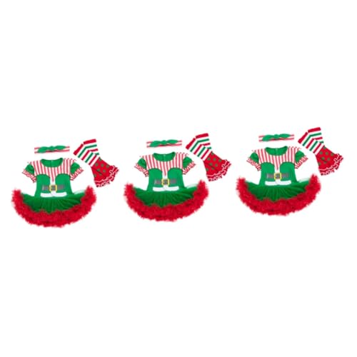 SHERCHPRY 3 Sätze Kleid Stirnbänder für kleine Mädchen Babykostüm weihnachten kostüm weihnachtsklamotten weihnachtsdeko Baby-Weihnachtsoutfit Weihnachtsbedarf Partykostüm einstellen Garn von SHERCHPRY