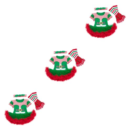 SHERCHPRY 3 Sätze Kleid weihnachten kostüm weihnachtsklamotten Baby-Weihnachtskostüm Weihnachts-Baby-Outfit Baby-Weihnachtsoutfit weihnachtsdeko Partykostüm Weihnachtsparty-Kostüm einstellen von SHERCHPRY