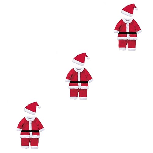 SHERCHPRY 3 Sätze Kleider kleidung Weihnachtsmannkostüm für Jungen Weihnachtsoutfits Weihnachtskostüm für Mädchen Weihnachtsanzug für Jungen mit Hut einstellen zweiteiliger Anzug Kind rot von SHERCHPRY