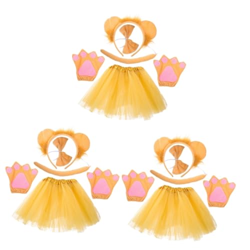 SHERCHPRY 3 Sätze Stirnband Für Cosplay Halloween Mähne -stirnband Und Schwanzstütze -stirnband Und Handschuhe Cosplay Party Requisite Stoff von SHERCHPRY