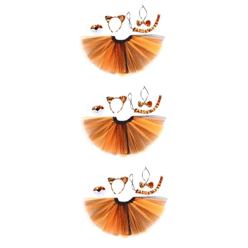 SHERCHPRY 3 Sätze Tiger-anzug Stirnband Rock Abschlussball Anzug Haarband Schmücken Haargummi Stirnbänder Dekorativer Kragen Tigerkostüme Tiger-foto-requisiten Cosplay Haarschmuck Kind von SHERCHPRY