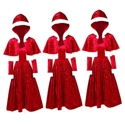 SHERCHPRY 3 Sätze Weihnachten Langarm Elegante Blusen für Damen vestidos de graduacion Frauenanzug Mädchen-Outfits formelle Kleidung Maskerade-Kostüm Cosplay-Kleid lange Ärmel Requisiten rot von SHERCHPRY