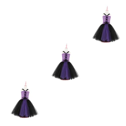 SHERCHPRY 3 Stk Zaubereranzug Kinderkleidung Kleider formelle Kleidung Cosplay-Kostüm für Kinder Hexenkleid für Mädchen Halloween einstellen Tanzkostüm Kleinkind Nylon Violett von SHERCHPRY