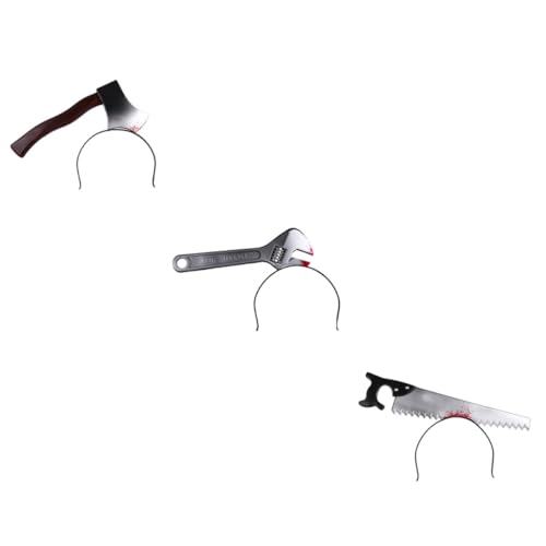 SHERCHPRY 3 Stück Halloween Haarreifen Gruselige Accessoires für Kostümparty mit Blutenden Haarbändern Äxte und Schraubenschlüssel Design für Scherzartikel und Halloween Deko von SHERCHPRY