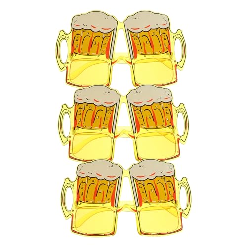 SHERCHPRY 3 Stück Lustige Bierglas Brille Teiliges Gelber Rahmen Flexible Partybrille für Oktoberfest Karneval Festival Leicht und Ergonomisch Komfortabel von SHERCHPRY
