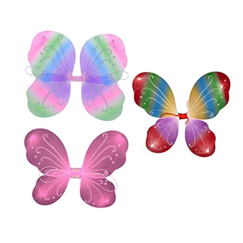 SHERCHPRY 3 Stück Schmetterlingsflügel Lernspielzeug Flügel Für Mädchen Schmetterlinge Glitzerflügel Seifenblasen Schminke Für Kinderplatz Mädchenkleidung Partykleidung Nylonstrümpfe von SHERCHPRY
