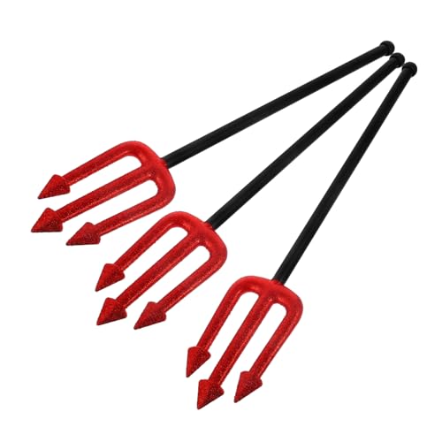 SHERCHPRY 3 Stück Teiliges Teufelsgabel Cosplay Pitch Fork Halloween Requisite mit Glitzereffekt Leicht Handlich für Kostümpartys und Dekoration von SHERCHPRY