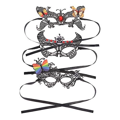 SHERCHPRY 3 Teilige Stierkopf Spitzenmaske Fotografie Requisite Spitzen Maskenball Kostüm Frauen Maskenball Realistische Maske Festival Masken Für Erwachsene Cosplay von SHERCHPRY