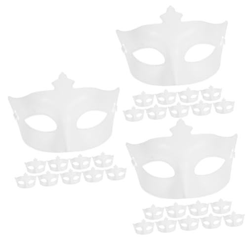SHERCHPRY 30 Stk Halloween-Maske diy face mask halloween maske Kostümzubehör Partymaske halbe Gesichtsmaske für Maskerade bilden Make-up-Kostüm-Requisiten Augenbinde Bodenplatte Plastik Weiß von SHERCHPRY