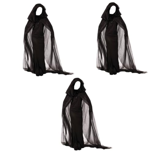 SHERCHPRY 3St schwarzes Kleid Hexenkostüm vampier halloween kostüm halloween Cosplay Hexenkleid für Maskerade Halloween-Hexenkleid für Rollenspiele Nachtclub Kleidung Jacke mit Hut Mantel von SHERCHPRY