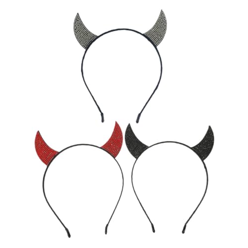 SHERCHPRY 3Stücke Teufelshorn Haarreif Halloween Kostüm Zubehör mit Strass für Damen für Partys Fotografie und Cosplay in Schwarz Rot und Weiß SHERCHPRY 3Stücke Teufelshorn Haarreif Halloween Kostüm Zubehör mit Strass für Damen für Partys Fotografie und Cosplay in Schwarz Rot und Weiß von SHERCHPRY