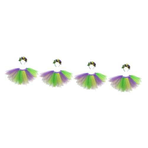 SHERCHPRY 4 Sätze Mädchenkostüm tragen geschichtet Zirkus rosa Ballettröckchen Die karnevalskostüme faschingskostüme Karneval Tutu Rock karnevalsoutfit für damen Gittergewebe von SHERCHPRY