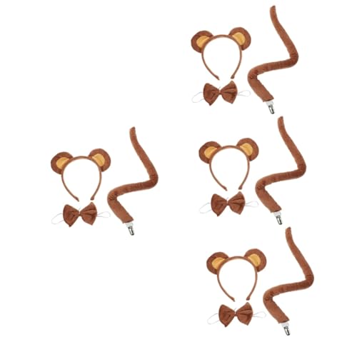 SHERCHPRY 4 Sätze Ohrkopfschmuck tragen Stirnband Ohren seidenband bandfeile bandalette Schleife Kostümzubehör seidenbänder Requisiten für Tierkostüme Cosplay Bärenkostüm Plüsch von SHERCHPRY