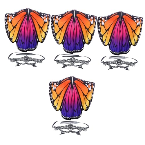 SHERCHPRY 4 Sätze Schmetterlingsschal Schal Strandtücher für Erwachsene Make-up-Umhang Maske Partydekoration Umhang mit erwachsenen Schmetterlingen Abschlussball Mantel Zubehör bilden von SHERCHPRY