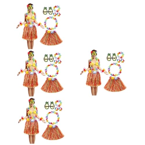 SHERCHPRY 4 Sets Grasrockanzug Flamingo Fotofiguren Poolkostüm Hula Luau Requisite Strohaufsätze Grasröcke Für Partys Hawaii Outfits Strohrock Für Festival Partyzubehör Kunststoff von SHERCHPRY