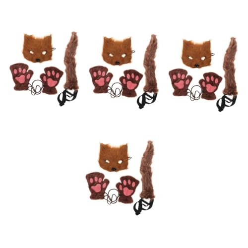 SHERCHPRY 4 Sets Tails Prop Cosplay Echte Handschuhe Halloween Maske Kostüm Zubehör Tier Tails Tuch SHERCHPRY 4 Sets Tails Prop Cosplay Echte Handschuhe Halloween Maske Kostüm Zubehör Tier Tails Tuch von SHERCHPRY