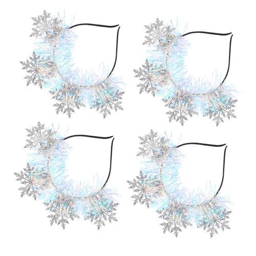 SHERCHPRY 4 Stück Schneeflocken Stirnband Weihnachts Stirnband Festlicher Haarschmuck Schneeflocken Haarspangen Festliche Kopfbedeckung Weihnachts Feiertagskostüm Kopfschmuck Schnee von SHERCHPRY