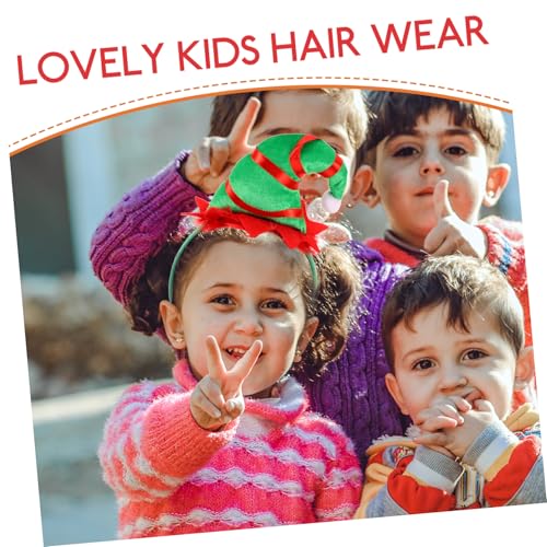 SHERCHPRY 4 Stück Teiliges Weihnachts Elfenhut Haarreif für Festlicher Haarschmuck mit Rot Grünen Schleifen und Glocken Weicher Stoff für Weihnachtsfeiern und Kostüme von SHERCHPRY