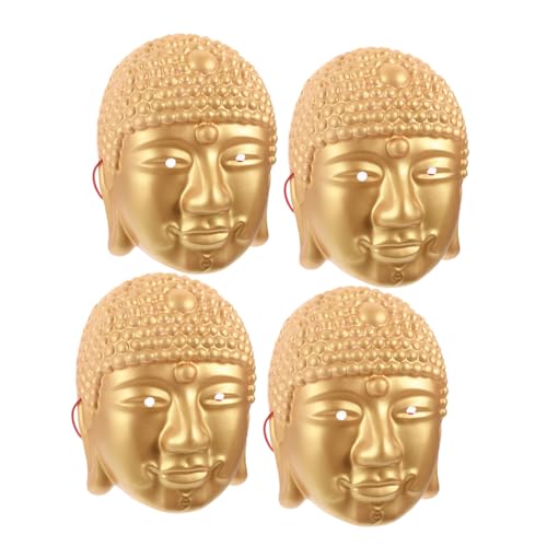 SHERCHPRY 4 Stücke Buddha Face Mask Masquerade Maske für Männer Halloween Buddhismus Kostüm Leicht Angenehm für Karneval Cosplay Festliche Partys und Themenspecials von SHERCHPRY