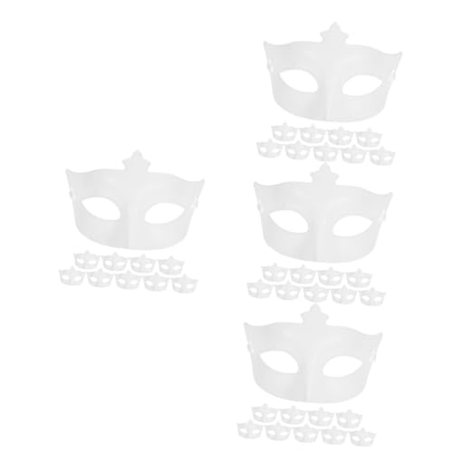 SHERCHPRY 40 Stk Halloween-maske Halbe Gesichtsmaske Selber Machen Maskerade Halbe Gesichtsmaske Halbe Gesichtsmaske Für Maskerade Leere Halbe Gesichtsmaske Weiß Bodenplatte Plastik Cosplay von SHERCHPRY