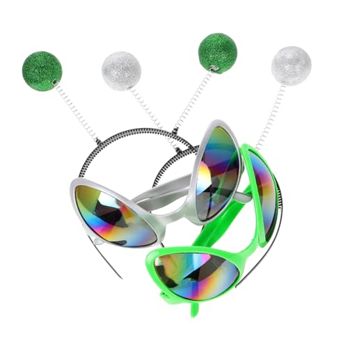 SHERCHPRY 4Stücke Sonnenbrille und Haarband für Erwachsene Lustige Partybrillen für Halloween Geburtstagsfeiern und Themenveranstaltungen Grüne und Silberne Varianten SHERCHPRY 4Stücke Sonnenbrille und Haarband für Erwachsene Lustige Partybrillen für Halloween Geburtstagsfeiern und Themenveranstaltungen Grüne und Silberne Varianten von SHERCHPRY