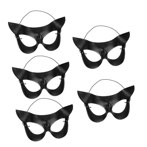 SHERCHPRY 5 Stück Teiliges Schwarze Katzenmaske Halbgesichts-halloween-masquerade-maske Damen Cosplay Party Dekoration Elegante Leichte Prom Karnevalsgesichtsmaske von SHERCHPRY
