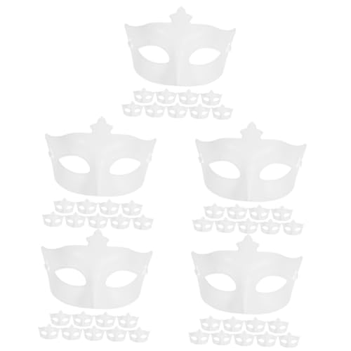 SHERCHPRY 50 Stück Halloween-Maske Cosplay halbe Gesichtsmaske Halbe Gesichtsmaske zum Selbermachen Halbgesichtsmaske Cosplay-Maske Abschlussball bilden Requisiten Bodenplatte Plastik Weiß von SHERCHPRY