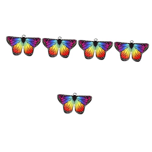 SHERCHPRY 5St Schmetterlings- -Schal Kleidung Frauen Schmetterlingsflügel Cosplay-Accessoire Fluoreszenz Leistungsrequisiten Mantel schmücken rotieren dekorativer Schmetterling Polyester von SHERCHPRY