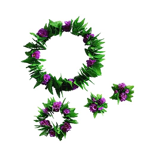 SHERCHPRY 5st Hawaiianisches Kostüm Grüne Girlande Hawaii-partygeschenke Hawaiianische Luau-party Grasrock-outfit Hawaiianisches Stirnband Ornament Performance-kostüm Bilden Bankett Violett von SHERCHPRY