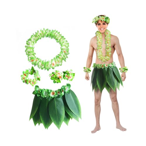 SHERCHPRY 5st Tropisches Hula-tanzkostüm Tropischer Hula-tanzrock Künstliche Hibiskusblüten Strandparty-kostüm Hawaii Hula Rock Bunt Erwachsenes Party-hawaii-kleid Bilden Kranz von SHERCHPRY