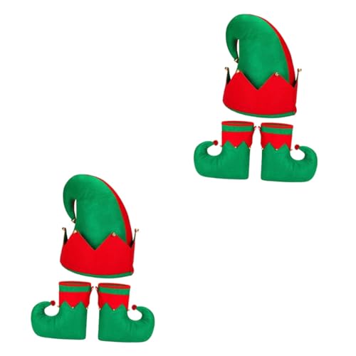 SHERCHPRY 6 Stck Teiliges Weihnachts Elfenkostüm Set Rot Grün mit Elfenschuhen und Weihnachtsmütze für Erwachsene Fasching Karneval Party SHERCHPRY 6 Stck Teiliges Weihnachts Elfenkostüm Set Rot Grün mit Elfenschuhen und Weihnachtsmütze für Erwachsene Fasching Karneval Party von SHERCHPRY