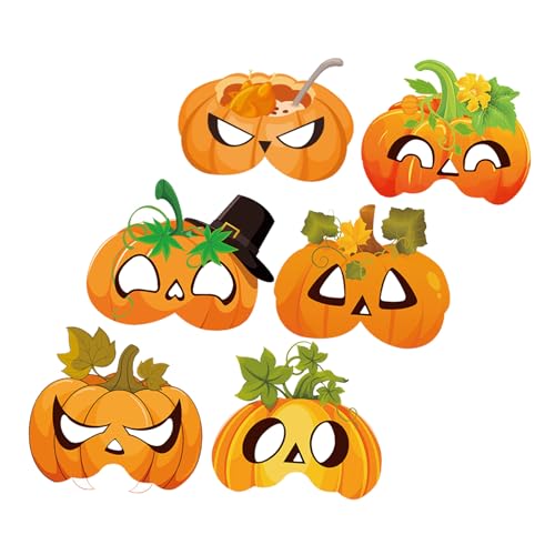 SHERCHPRY 6 Stück Kürbiskopfmaske Halbgesichtsmasken Kürbis Maskenballmaske Herbstpartymasken Thanksgiving Elastische Masken Thanksgiving Party Fotomasken Kürbiserntemasken Papier von SHERCHPRY