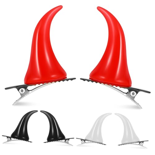 SHERCHPRY 6 Stück Teiliges Teufelshörner Haarklammern aus Resin mit Alligator Clip Halloween Cosplay Haar Accessoires in Rot Dekorative Dämonen Horn Haarschmuck für Damen und Herren von SHERCHPRY