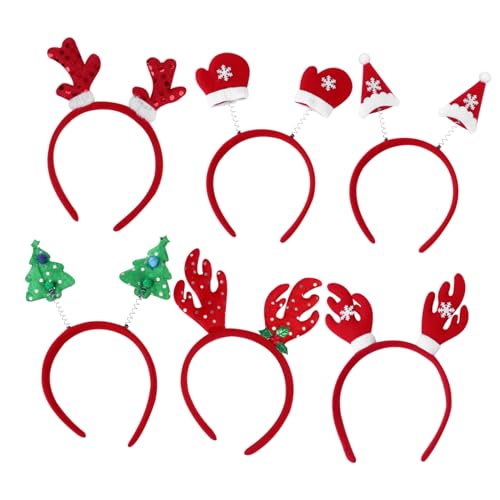 SHERCHPRY 6 Stück Teiliges Weihnachts Haarreifen Kreative Kopfstücke Bequemes Liebevolles Design Passende Accessoires für Weihnachtsfeier und Alltag Langlebig und Modisch von SHERCHPRY
