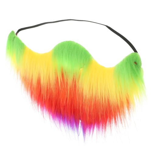 SHERCHPRY Bunter Falscher Bart Künstlich Cosplay Gefälschter Bart Schnurrbärte Falscher Schnurrbart Farbig Regenbogen-Schnurrbart Fälschung Regenbogenbart Partyzubehör Bart Für Männer Stoff von SHERCHPRY