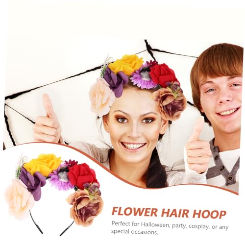 SHERCHPRY Bunter Halloween Haarreif mit und Großen Rosen Leichter Party Haarschmuck für Damen Dekorativer Cosplay Haarreifen für Karneval und Festlichkeiten von SHERCHPRY