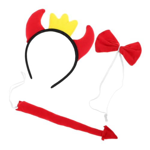 SHERCHPRY Dämonen Hörner Haarreifen Set mit Fliege und Kostüm Set für Halloween Karneval und Maskenbälle Stylisches Zubehör für Auffällige Auftritte SHERCHPRY Dämonen Hörner Haarreifen Set mit Fliege und Kostüm Set für Halloween Karneval und Maskenbälle Stylisches Zubehör für Auffällige Auftritte von SHERCHPRY