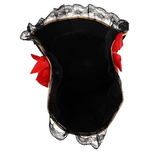 SHERCHPRY Eleganter Piratenhut Damen Karneval Kostüm mit Roter Schleife Samt und Netzdetails Leicht und Angenehm für Halloween Mottoparty Fasching Bühne von SHERCHPRY