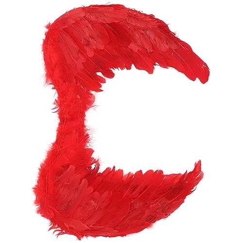 SHERCHPRY Engelsfederflügel kinderkleider kinderkleidung party dekoration kinderkostüme dekoration party Fee Märchenkostüm für Mädchen Engelsflügel-Requisite Kostüm Flügel Gänsefedern rot von SHERCHPRY
