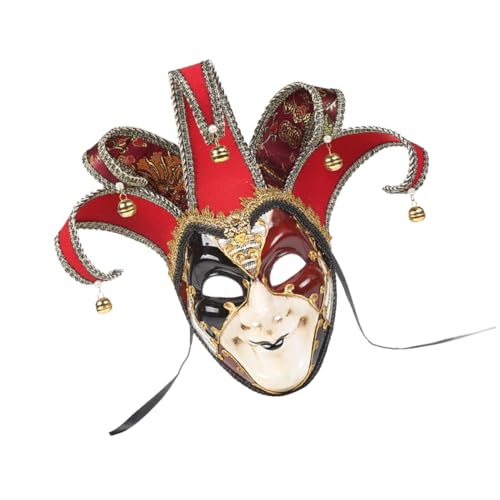 SHERCHPRY Erwachsenenkostüme für Männer Party Halloween-Ornamente böser Clown schwarzes Dekor Rollenspielkostüm Venedig Maske Golddekor Jahrgang schmücken Antiquität bilden Mann Kleidung von SHERCHPRY