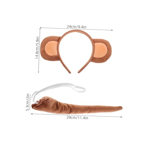 SHERCHPRY Gesichtsstirnband waschen affenohren tier stirnbänder monkey ears headband and tail Brown von SHERCHPRY