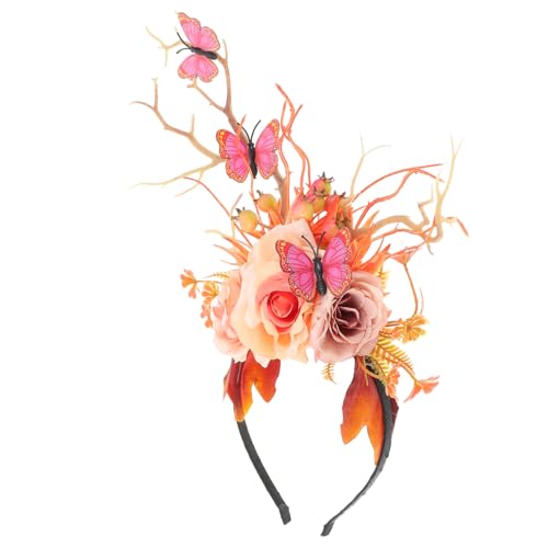 SHERCHPRY Geweih Stirnband mit Baumzweigen und Blumen Dekoratives Festival Haaraccessoire für Weihnachten Cosplay und Partys Leicht und Bequem für Kostüme und Anlässe von SHERCHPRY