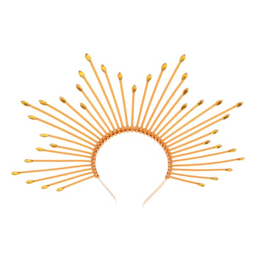 SHERCHPRY Goldener Mary Crown Headband mit Sonnenstrahl-spikes Leichter Goddess Kopfschmuck für Halloween Cosplay Hochzeiten und Partys Flexibles Stirnband für Damen von SHERCHPRY