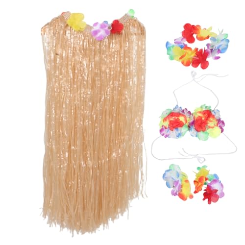 SHERCHPRY Grass Skirt mit Armbändern Haarband und Top Hawaiianisches Luau Kostüm für Sommerfeste Strandpartys und Kinderauftritte Lebendige Farben Vollständiges Zubehör von SHERCHPRY
