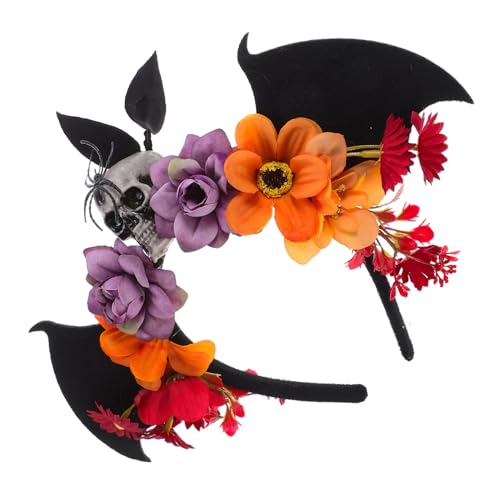 SHERCHPRY Halloween Haarreif mit Blumen-schädel und Fledermausflügeln Verstellbar Robustes Stoffmaterial Mexikanisches Day Of The Dead Kostüm für Karneval Maskenball Cosplay und SHERCHPRY Halloween Haarreif mit Blumen-schädel und Fledermausflügeln Verstellbar Robustes Stoffmaterial Mexikanisches Day Of The Dead Kostüm für Karneval Maskenball Cosplay und von SHERCHPRY