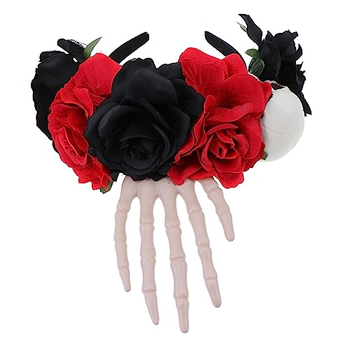 SHERCHPRY Halloween Haarschmuck mit Rosen und Schädel Design Stilvolles Haarband für Halloween Feiern und Kostümpartys als Accessoire für Kostüme von SHERCHPRY